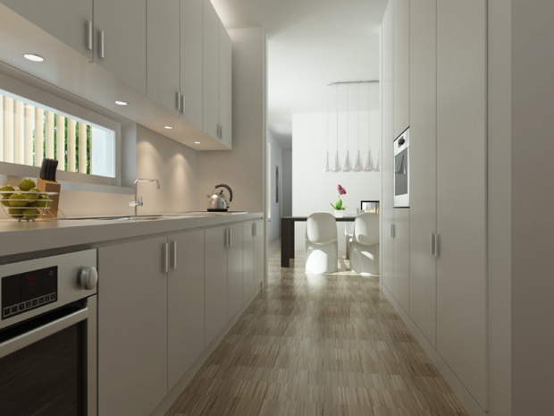 Rendering Innenraum (Neubau Haus W Muenchen-Sendling, Architekt Martin Hron)