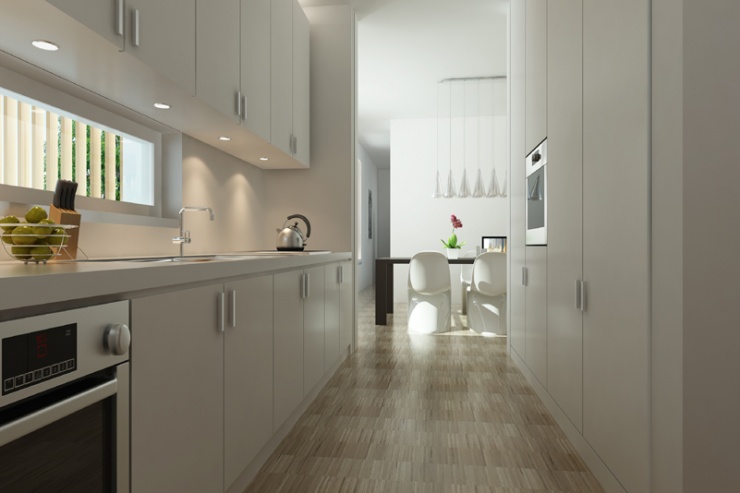 Rendering Innenraum (Neubau Haus W Muenchen-Sendling, Architekt Martin Hron)
